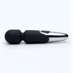 Aura Mini Wand Massager - Black and Chrome Waterproof Personal Body Massager with Magnetic Charging