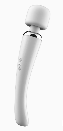 Elegant Wand Massager - White Silicone Vibrator, USB Rechargeable with 10 Vibration Modes