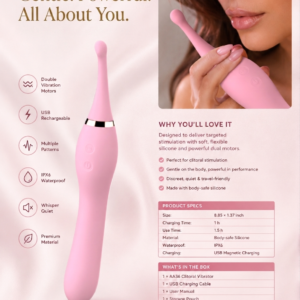Premium Pink Clitoral Vibrator with Dual Motors and Soft Silicone for Women