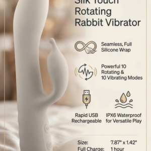 Silk Touch Rotating Rabbit Vibrator with 10 Vibration Modes and Waterproof Silicone