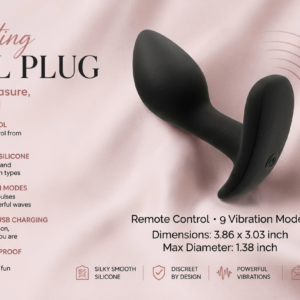 App-controlled black vibrating anal plug with 9 modes and medical grade silicone