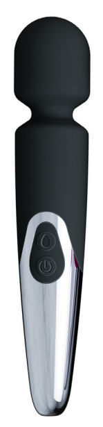 Aura Mini Wand Massager - Black and Chrome Waterproof Personal Body Massager with Magnetic Charging