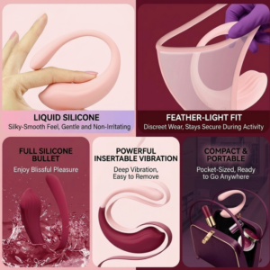Whale Mini wearable C-shape vibrator with liquid silicone texture and compact design highlights